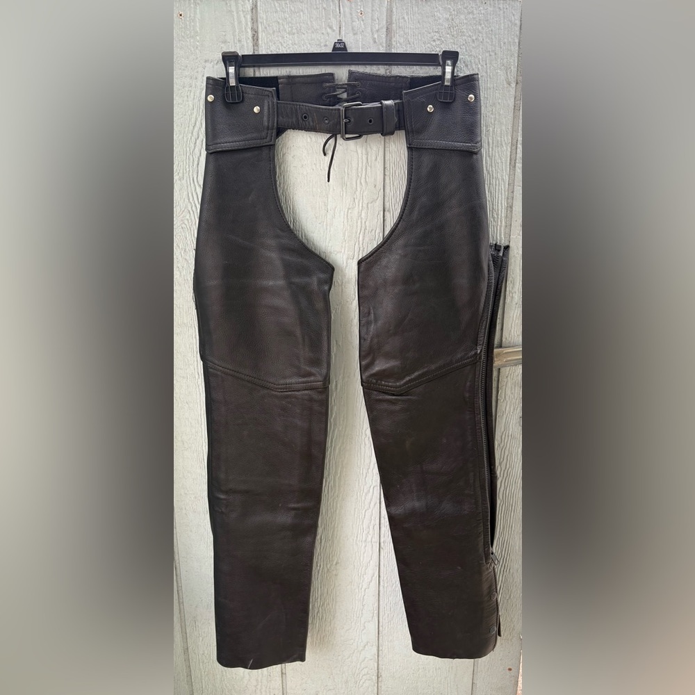 Women's Sleek Black Leather Riding Chaps